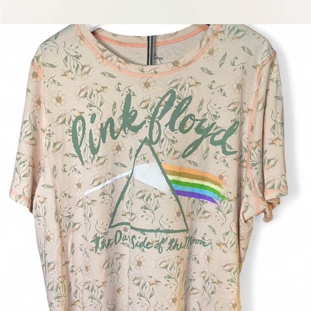 Pink Floyd Peach Floral Graphic Cropped Top